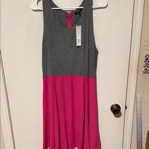 Apt. 9 Gray and Hot Pink Sleeveless Midi Dress NWT